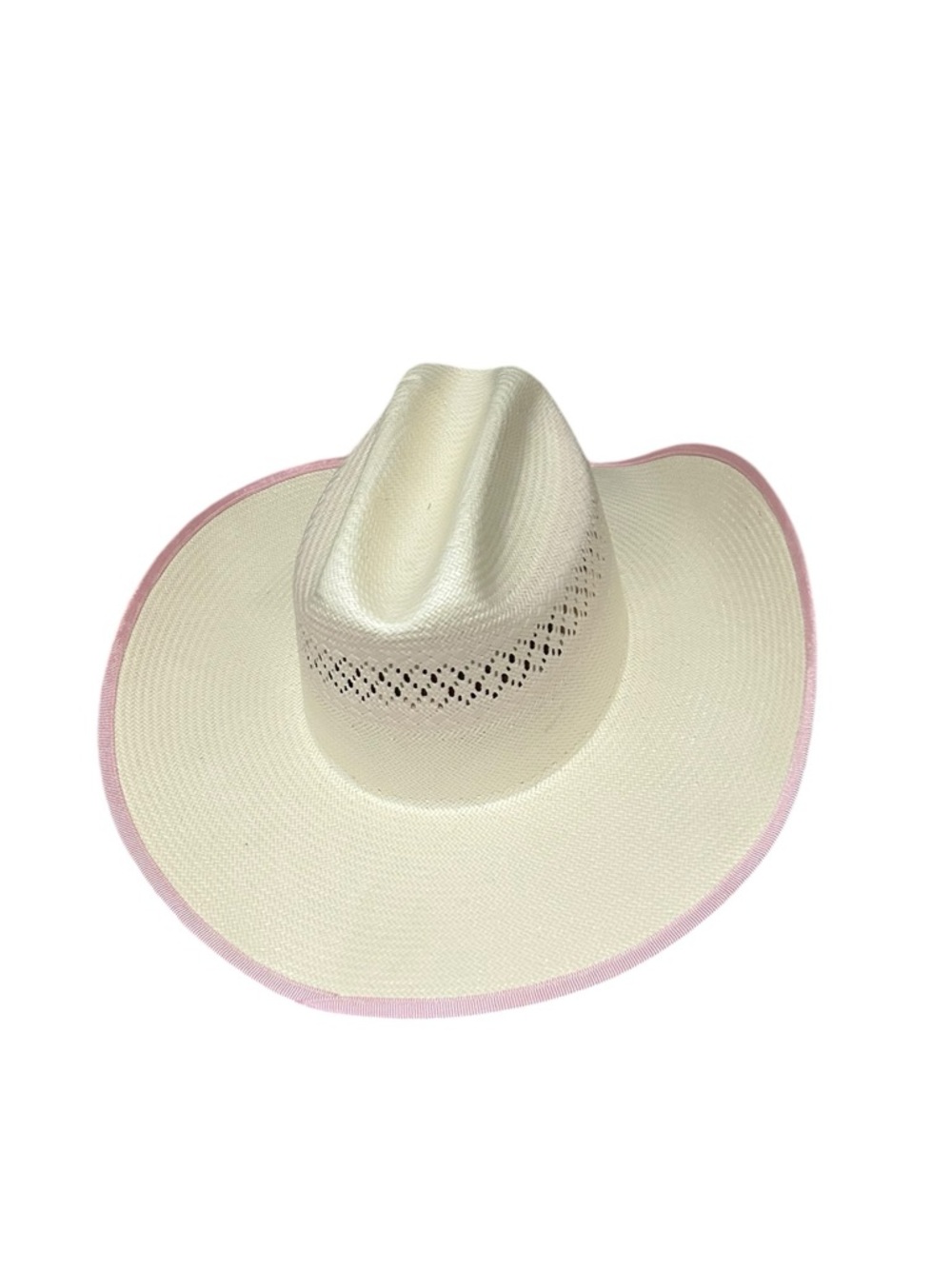 Tony Lama Straw Cowboy Hat with Pink Trim - Picture 3 of 10
